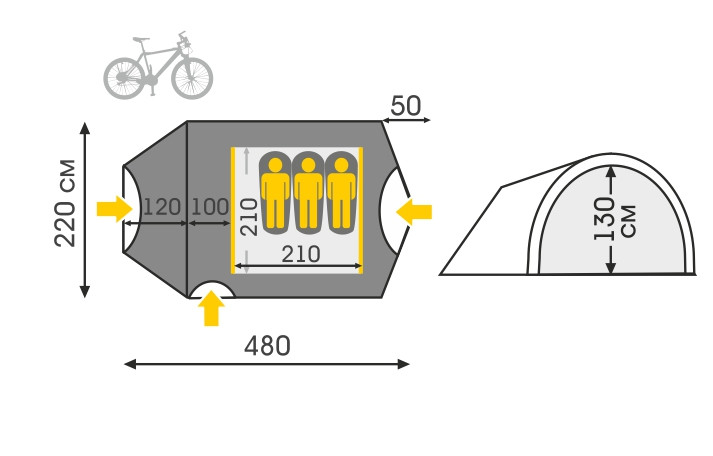 ATOL 3 палатка Talberg, зелёный